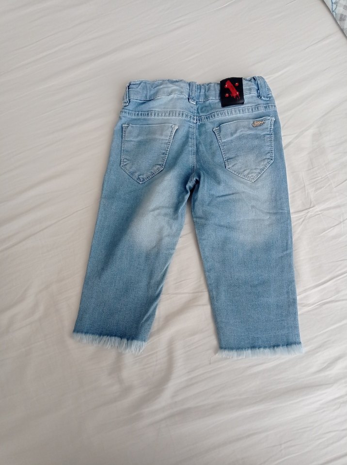Nakışlı Mavi Kız Çocuk Denim Pantolon - Görsel 3