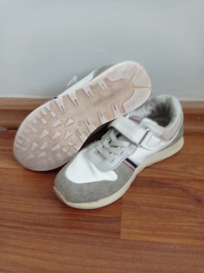 kız Çocuk Beyaz Gri Cırtlı Spor Ayakkabı - Görsel 4