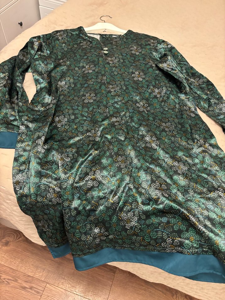 Saten tunik elbise özel gün elbisesi - Görsel 3