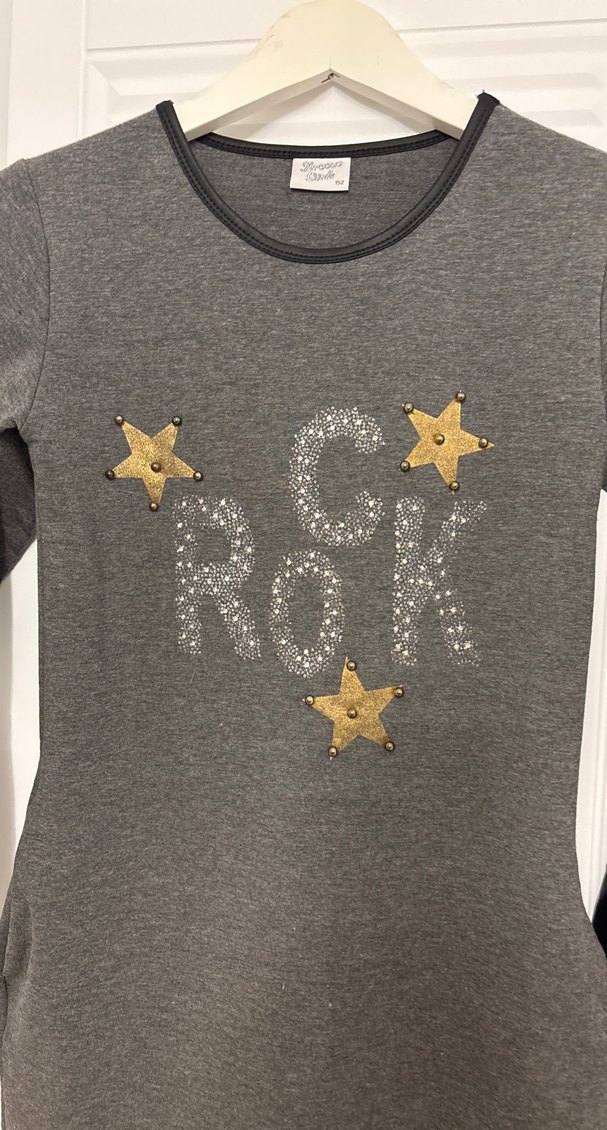 Kız Çocuk Uzun Kollu Rock Punk Payetli elbise parti yılbaşı - Görsel 5