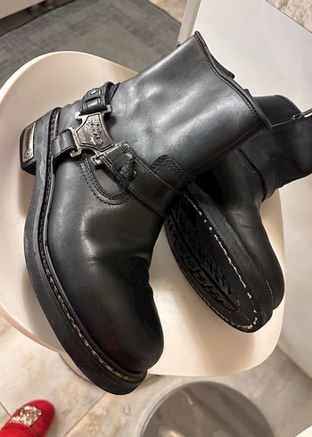 Siyah Deri Tokalı Biker Bot - Görsel 17