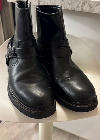 Siyah Deri Tokalı Biker Bot - Görsel 3