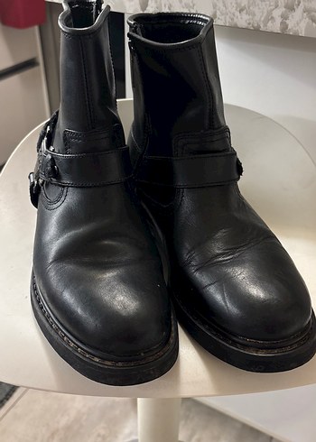 Siyah Deri Tokalı Biker Bot - Görsel 2