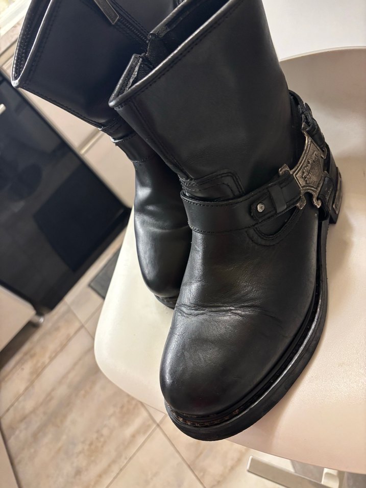 Siyah Deri Tokalı Biker Bot - Görsel 4