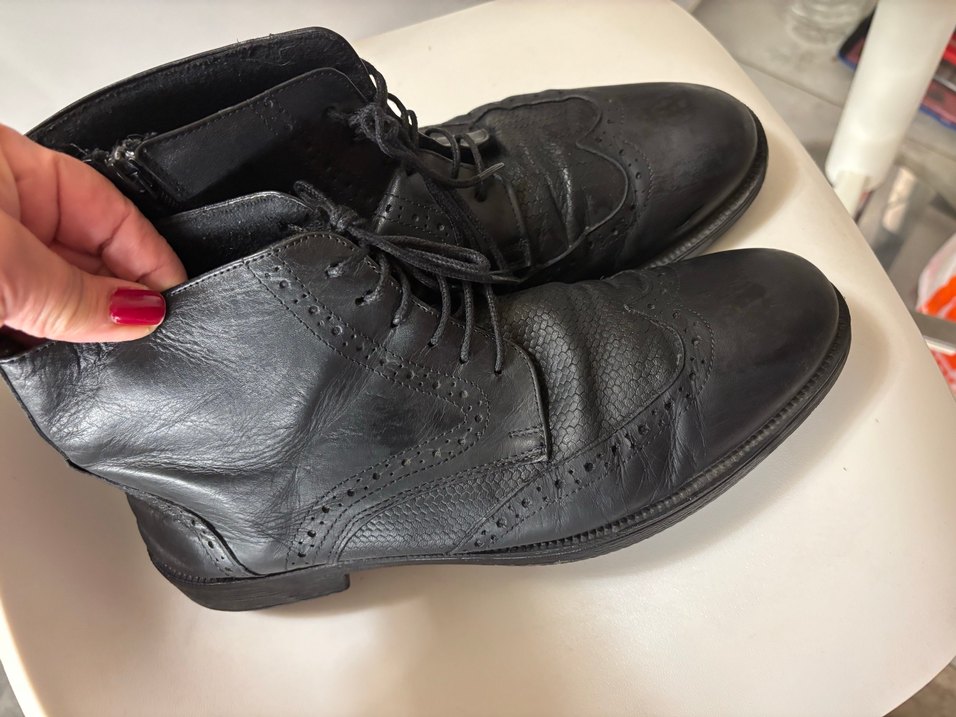 Siyah Deri Goth Erkek Botları 40 numara - Görsel 2