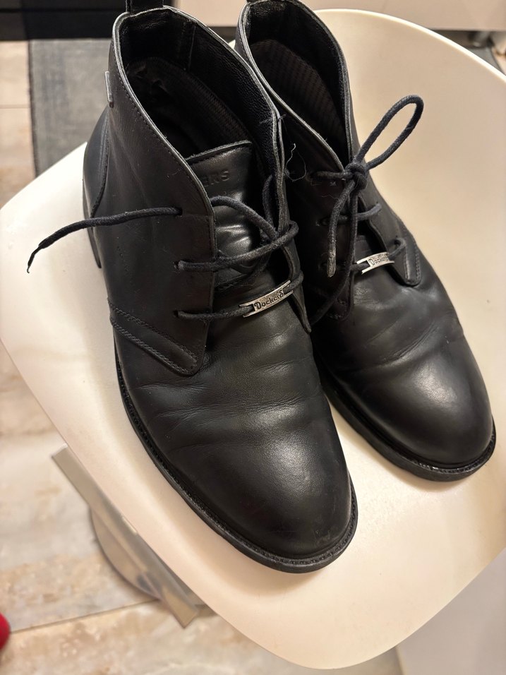 Siyah Erkek Deri Bot, Tokalı, Goth Tarzı Dockers - Görsel 2