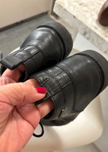 Erkek Siyah Deri Klasik Goth Bot - Görsel 5