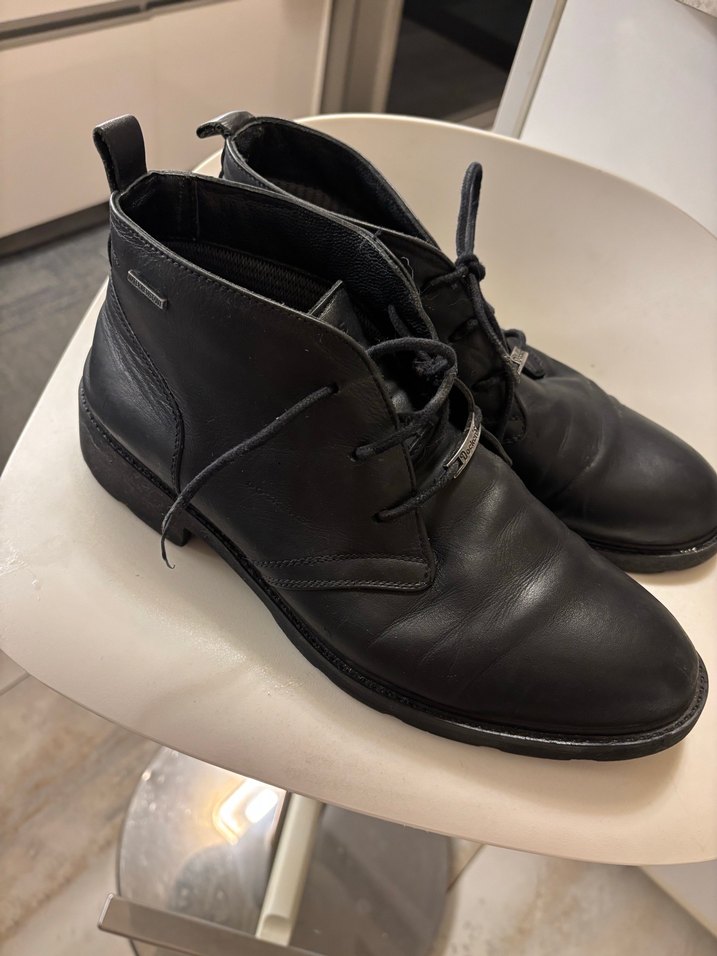 Erkek Siyah Deri Klasik Goth Bot - Görsel 2
