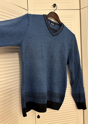 Erkek Mavi V Yaka Triko Kazak polo club M - Görsel 6