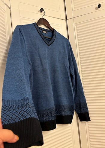 Erkek Mavi V Yaka Triko Kazak polo club M - Görsel 7