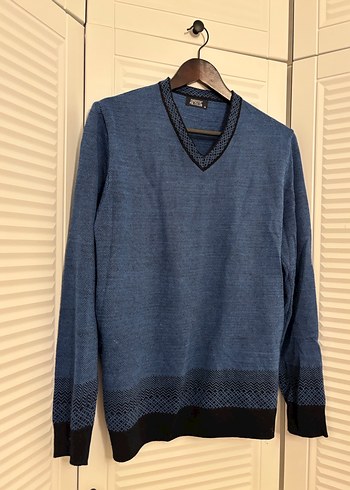 Erkek Mavi V Yaka Triko Kazak polo club M - Görsel 12