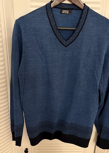 Erkek Mavi V Yaka Triko Kazak polo club M - Görsel 4