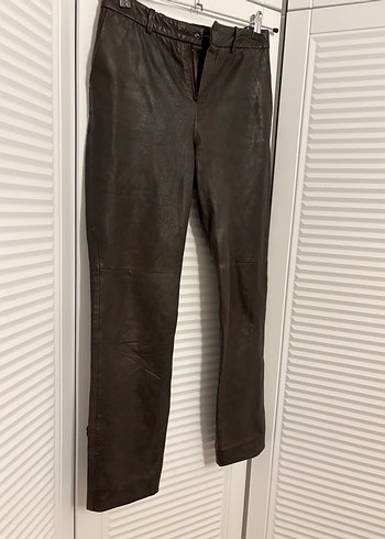 Mango KahverengiGerçek  Deri Kadın Pantolon - Görsel 5
