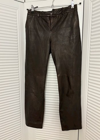 Mango KahverengiGerçek  Deri Kadın Pantolon - Görsel 7