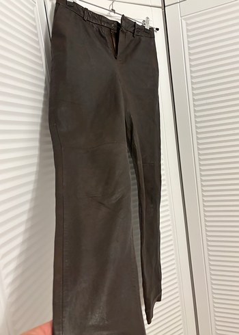 Mango KahverengiGerçek  Deri Kadın Pantolon - Görsel 13