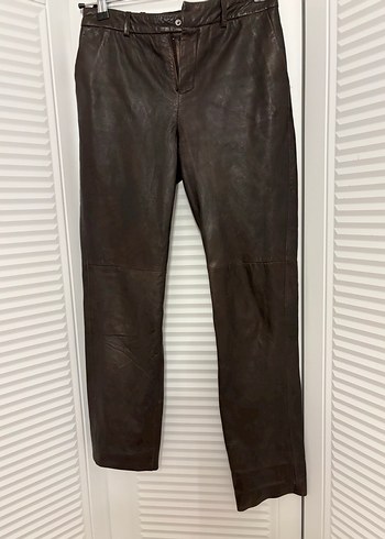 Mango KahverengiGerçek  Deri Kadın Pantolon - Görsel 6