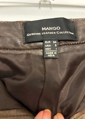 Mango KahverengiGerçek  Deri Kadın Pantolon - Görsel 15