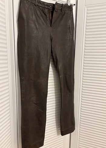 Mango KahverengiGerçek  Deri Kadın Pantolon - Görsel 9