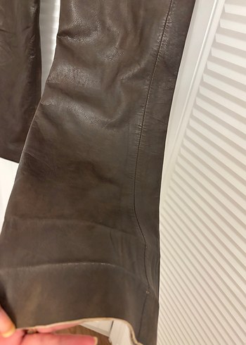 Mango KahverengiGerçek  Deri Kadın Pantolon - Görsel 8