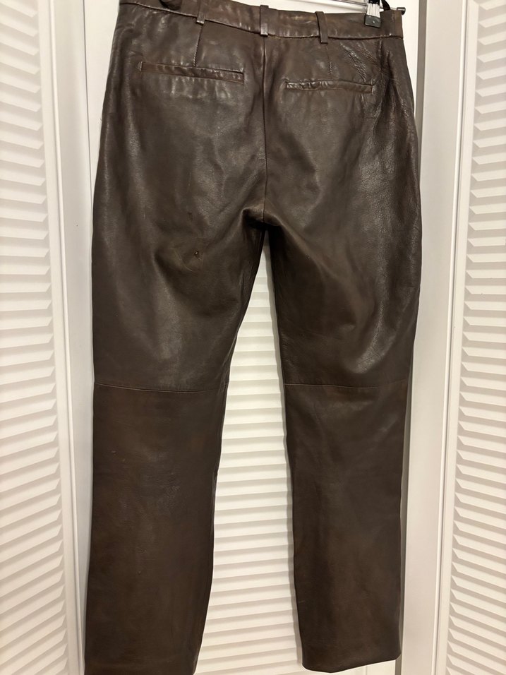 Mango KahverengiGerçek  Deri Kadın Pantolon - Görsel 4