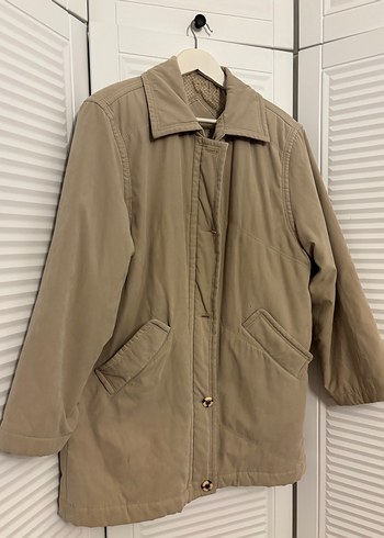 Bej Düğmeli Kadın Mont - Görsel 6