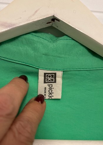 Dk Düğmeli Yeşil Pamuk Kadın Gömlek Geniş Bol Kesim - Görsel 3