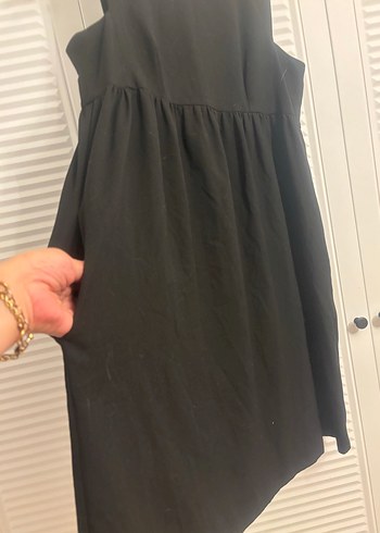 Siyah Kolsuz Midi Hamile Elbisesi - Görsel 7