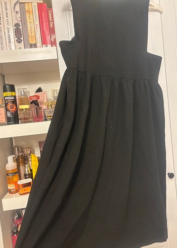 Siyah Kolsuz Midi Hamile Elbisesi - Görsel 3