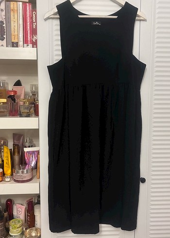 Siyah Kolsuz Midi Hamile Elbisesi - Görsel 12