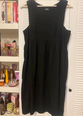 Siyah Kolsuz Midi Hamile Elbisesi - Görsel 4