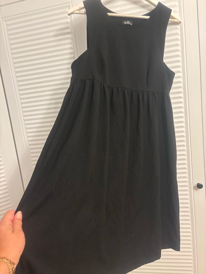 Siyah Kolsuz Midi Hamile Elbisesi - Görsel 5