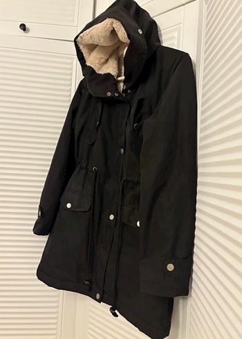 Pelüş içlikli parka kaban mont - Görsel 5