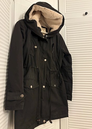 Pelüş içlikli parka kaban mont - Görsel 3