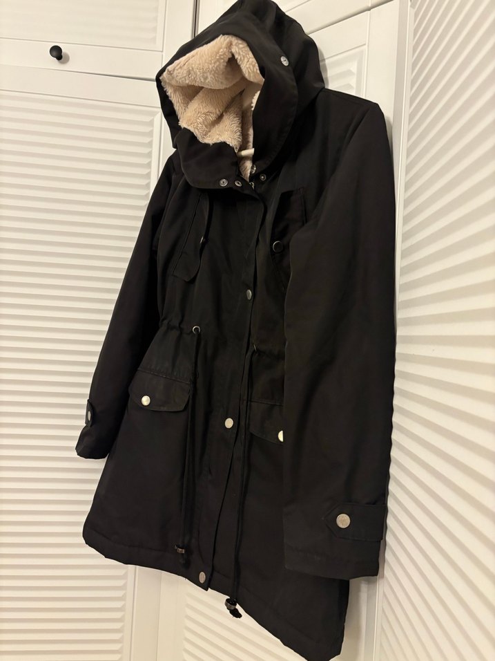 Pelüş içlikli parka kaban mont - Görsel 5