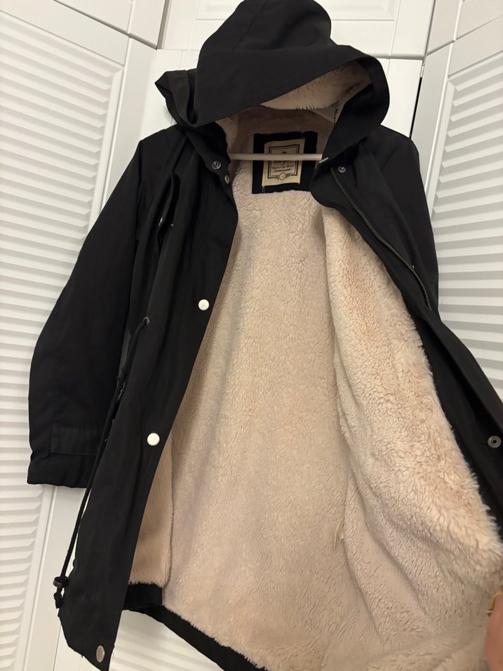 Pelüş içlikli parka kaban mont - Görsel 4
