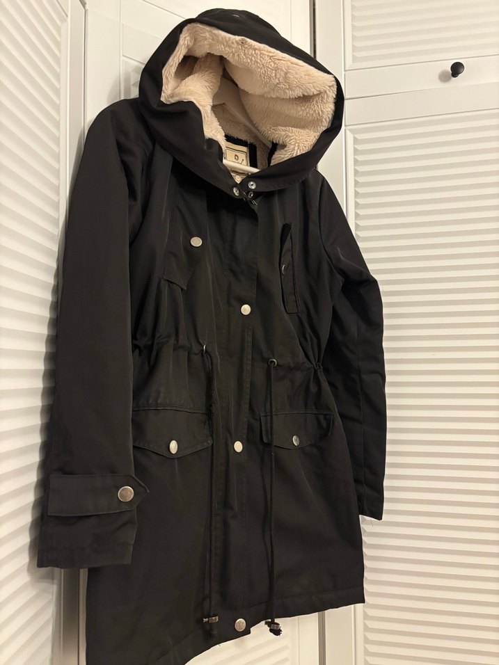 Pelüş içlikli parka kaban mont - Görsel 3