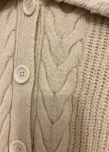 Bej Örgü Kadın Hırka, Uzun Kollu, bol geniş Rahat Kesim - Görsel 7