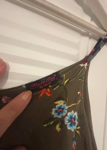 l Beden kahverengi Renk Bohem Tarzı Asimetrik Askılı Elbise