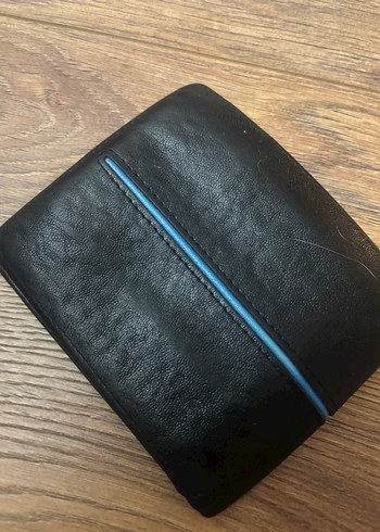 Lacivert Detaylı Siyah Erkek Cüzdanı gerçek deri - Görsel 2