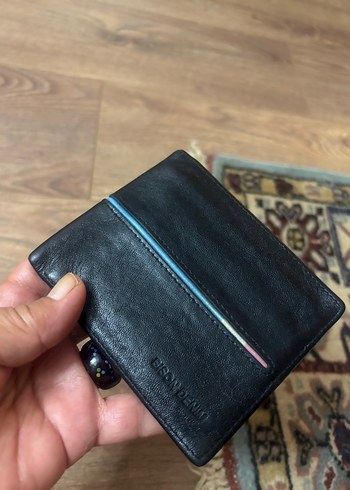Lacivert Detaylı Siyah Erkek Cüzdanı gerçek deri - Görsel 10