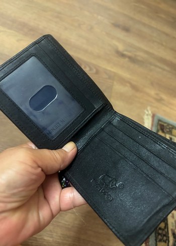 Lacivert Detaylı Siyah Erkek Cüzdanı gerçek deri - Görsel 5