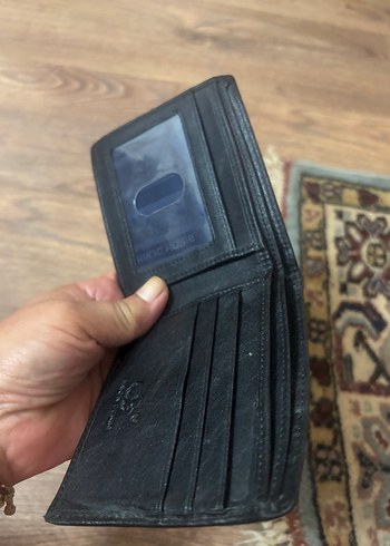 Lacivert Detaylı Siyah Erkek Cüzdanı gerçek deri - Görsel 9
