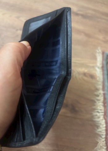 Lacivert Detaylı Siyah Erkek Cüzdanı gerçek deri - Görsel 6