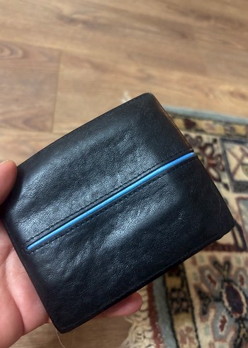 Lacivert Detaylı Siyah Erkek Cüzdanı gerçek deri - Görsel 11