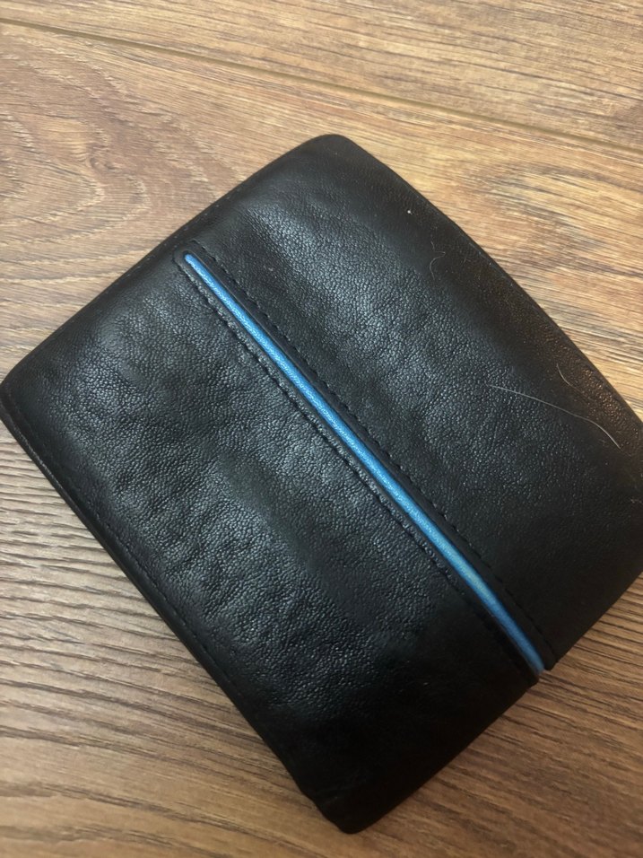Lacivert Detaylı Siyah Erkek Cüzdanı gerçek deri - Görsel 2