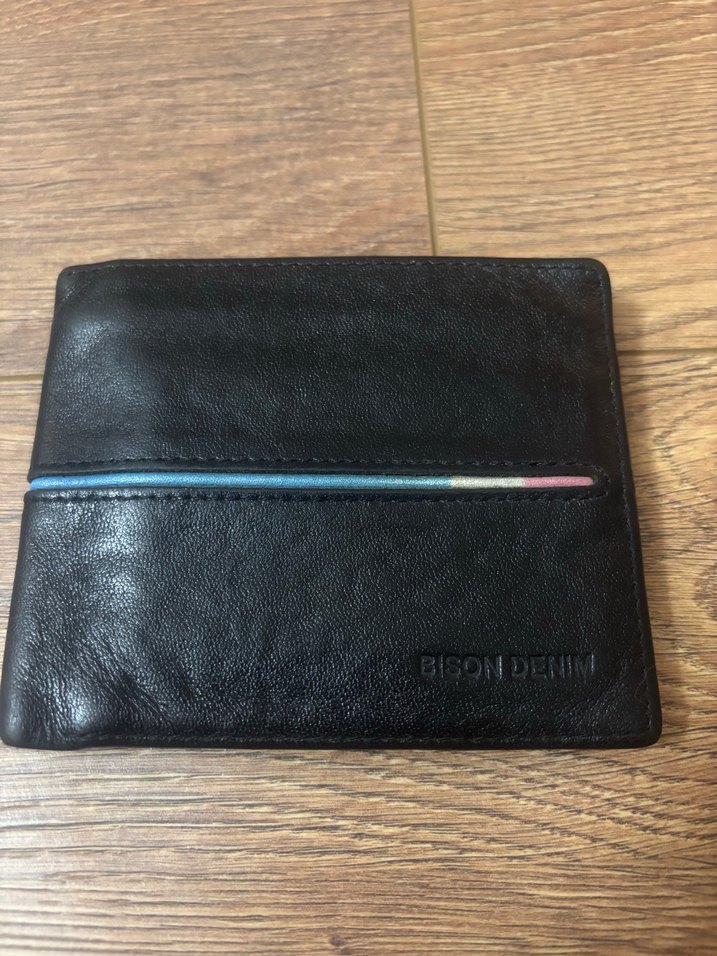 Lacivert Detaylı Siyah Erkek Cüzdanı gerçek deri - Görsel 3