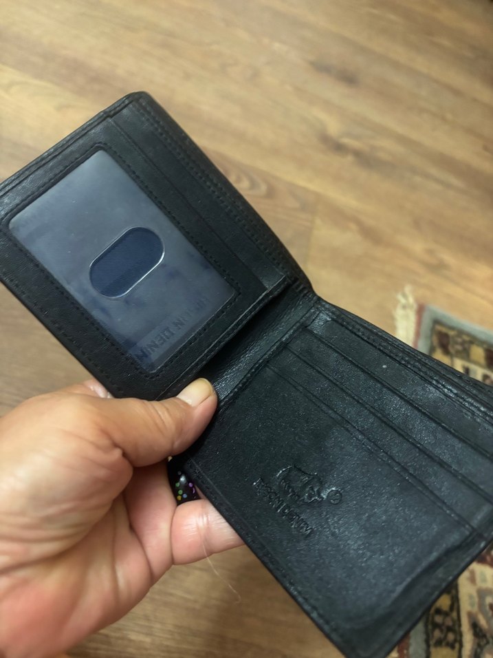 Lacivert Detaylı Siyah Erkek Cüzdanı gerçek deri - Görsel 5