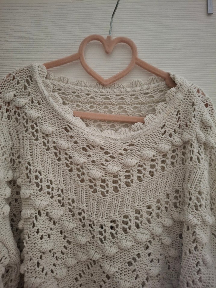 Bohem Gri Örgü Kadın Kazak - Görsel 2