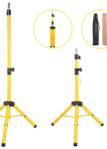 Diğer Kuaför Eğitim Mankeni İçin Metal Tripod - Sarı + Taşıma Çantası