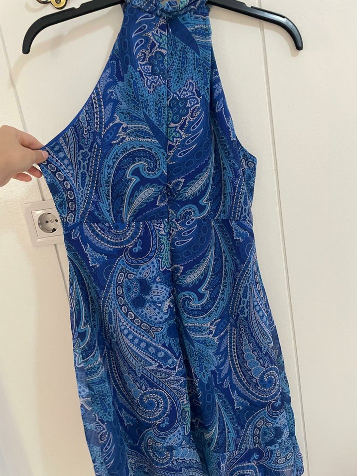 Mavi Drapeli Bohem Midi Elbise - Görsel 3